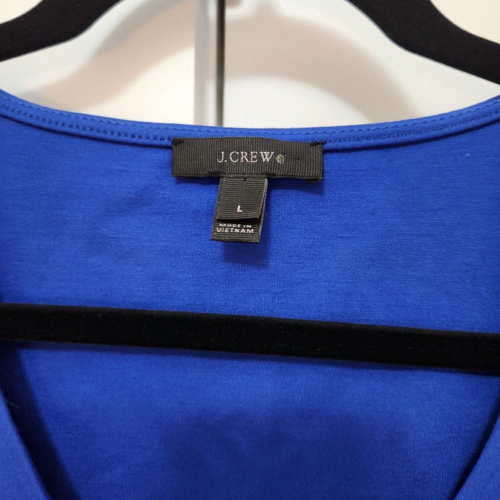 J CREW Women's V-Neck Peplum Blouse Y2K Top Blue SZ Large - Picture 4 of 15
